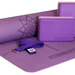 Yoga and fitness set (mat, two blocks and strap)