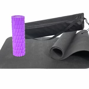 Fitness and yoga set Mat 180x60x0.3 cm + massage roller 30x10 cm